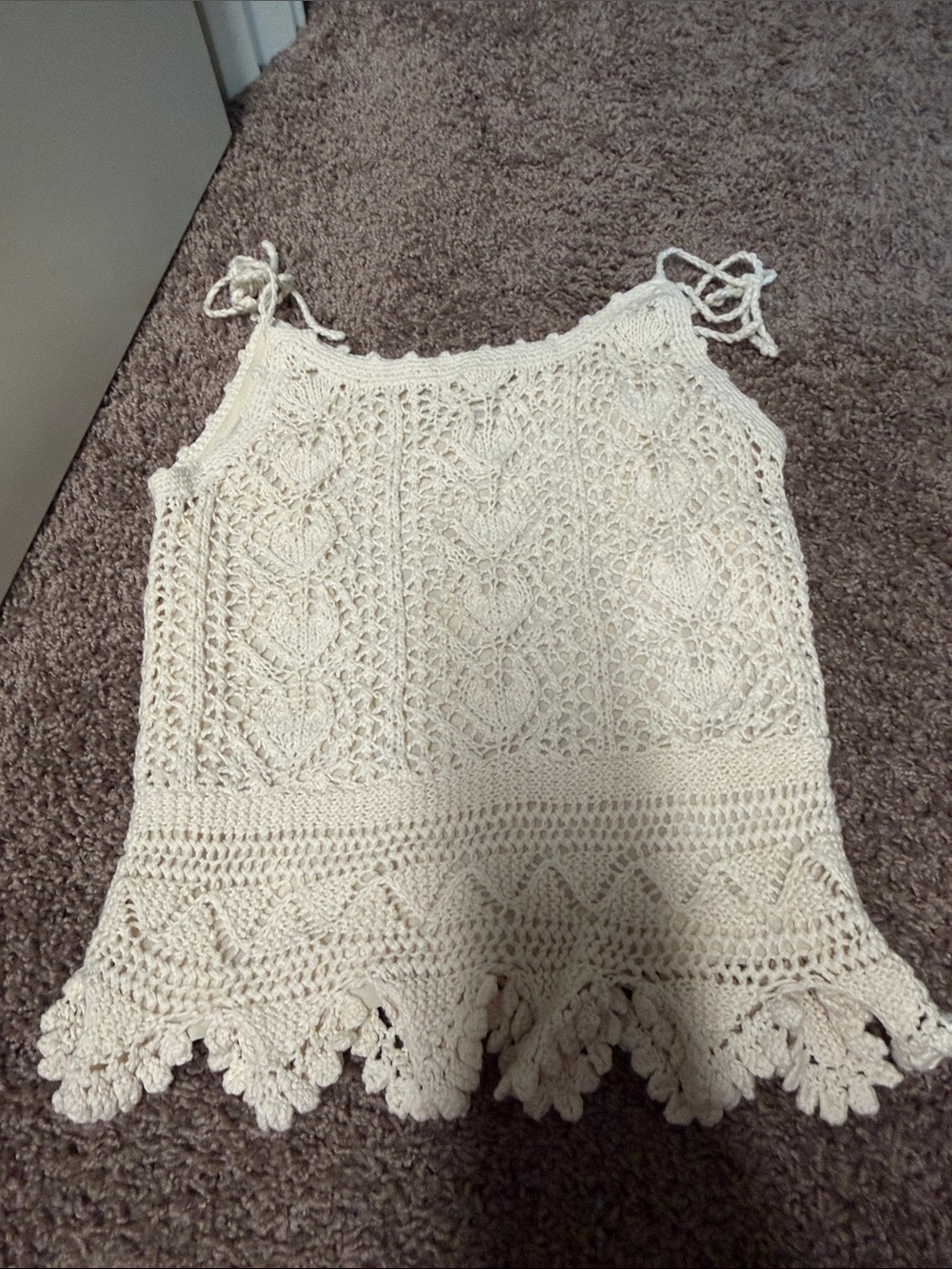 Newport News Cream Crochet Tank Dress